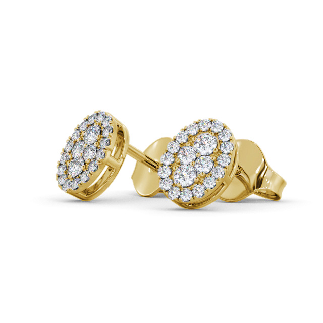 Oval Style Round Diamond Earrings 9K Yellow Gold - Jardel ERG163_YG_SIDE