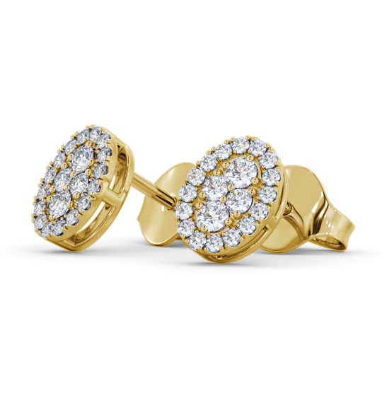 Oval Style Round Diamond Cluster Earrings 18K Yellow Gold ERG163_YG_THUMB1