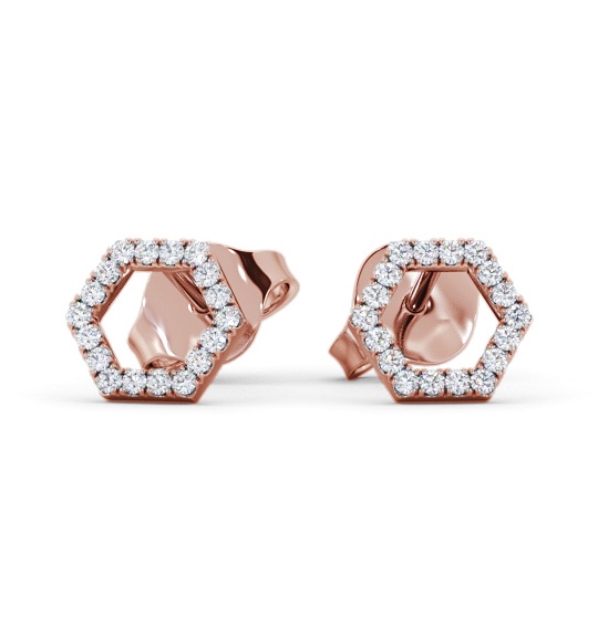  Hex Style Round Diamond Earrings 9K Rose Gold - Romily ERG164_RG_THUMB2 