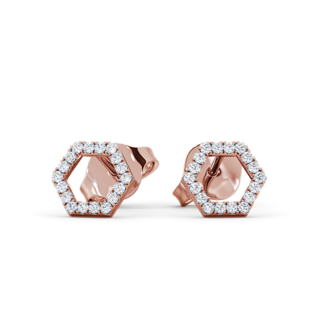 Hex Style Round Diamond Earrings 18K Rose Gold - Romily ERG164_RG_UP