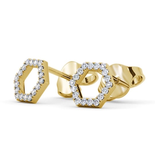  Hex Style Round Diamond Earrings 9K Yellow Gold - Romily ERG164_YG_THUMB1 