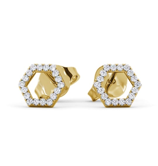  Hex Style Round Diamond Earrings 18K Yellow Gold - Romily ERG164_YG_THUMB2 