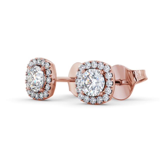 Halo Round Diamond Earrings 9K Rose Gold - Lochel ERG165_RG_SIDE