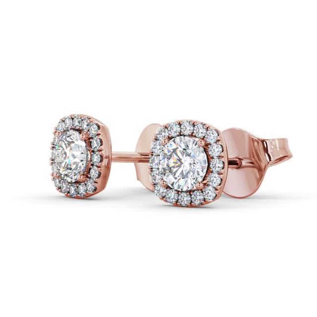 Halo Round Diamond Earrings 18K Rose Gold - Lochel ERG165_RG_SIDE