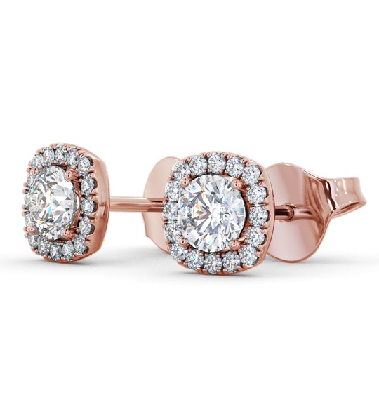  Halo Round Diamond Earrings 18K Rose Gold - Lochel ERG165_RG_THUMB1 