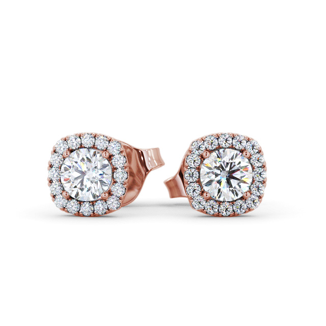 Halo Round Diamond Earrings 9K Rose Gold - Lochel ERG165_RG_UP