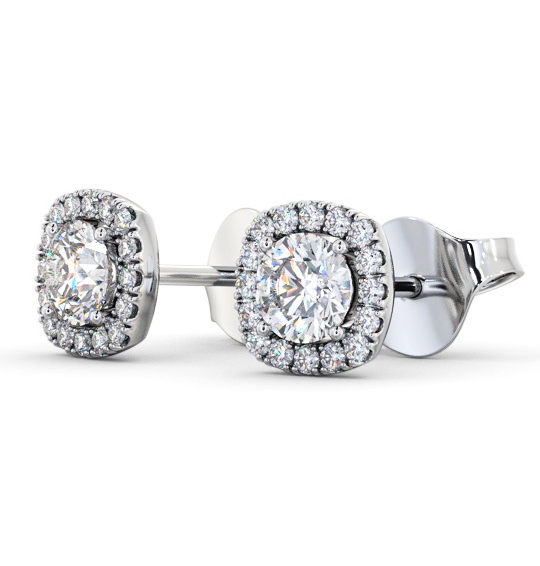  Halo Round Diamond Earrings 18K White Gold - Lochel ERG165_WG_THUMB1 