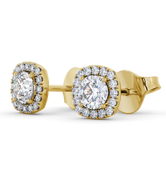 Round Diamond with Cushion Shape Halo Earrings 9K Yellow Gold ERG165_YG_THUMB1