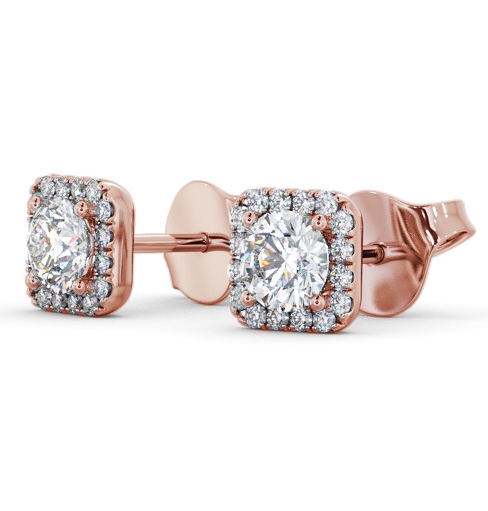 Round Diamond with Princess Shape Halo Earrings 9K Rose Gold ERG166_RG_THUMB1