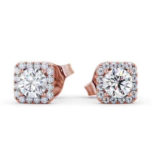  Halo Round Diamond Earrings 18K Rose Gold - Barnard ERG166_RG_THUMB2 