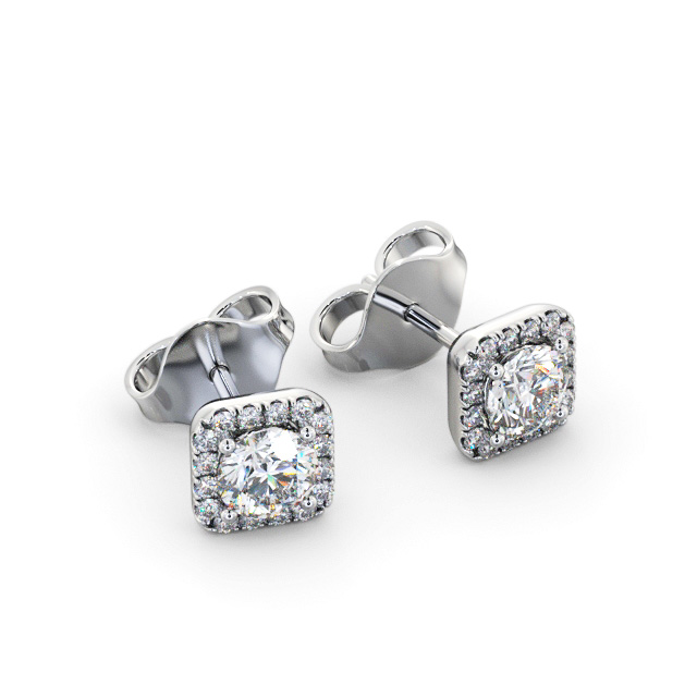 Halo Round Diamond Earrings 9K White Gold - Barnard ERG166_WG_FLAT