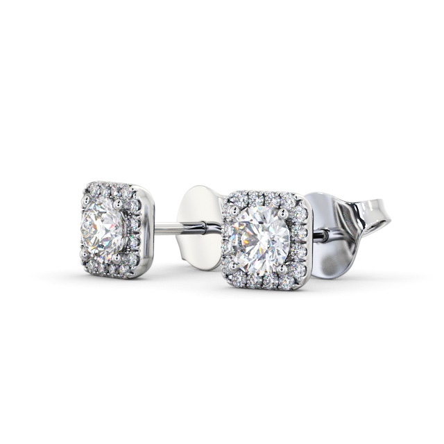 Halo Round Diamond Earrings 9K White Gold - Barnard ERG166_WG_SIDE