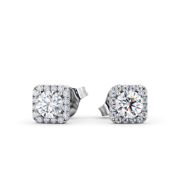 Halo Round Diamond Earrings 9K White Gold - Barnard ERG166_WG_UP