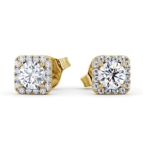  Halo Round Diamond Earrings 18K Yellow Gold - Barnard ERG166_YG_THUMB2 