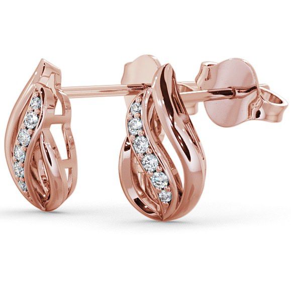 Leaf Shape Diamond 0.12ct Earrings 18K Rose Gold ERG16_RG_THUMB1