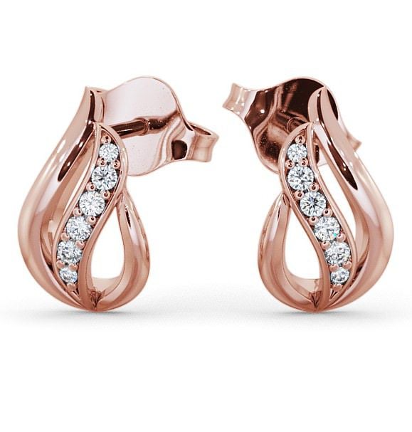  Leaf Shape Diamond 0.12ct Earrings 9K Rose Gold - Parell ERG16_RG_THUMB2 