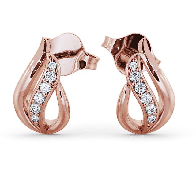 Leaf Shape Diamond 0.12ct Earrings 9K Rose Gold - Parell ERG16_RG_UP