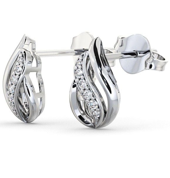 Leaf Shape Diamond 0.12ct Earrings 18K White Gold ERG16_WG_THUMB1 