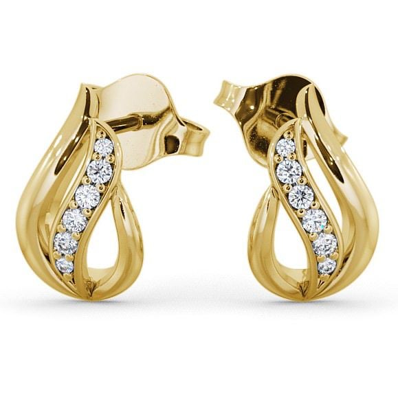  Leaf Shape Diamond 0.12ct Earrings 9K Yellow Gold - Parell ERG16_YG_THUMB2 