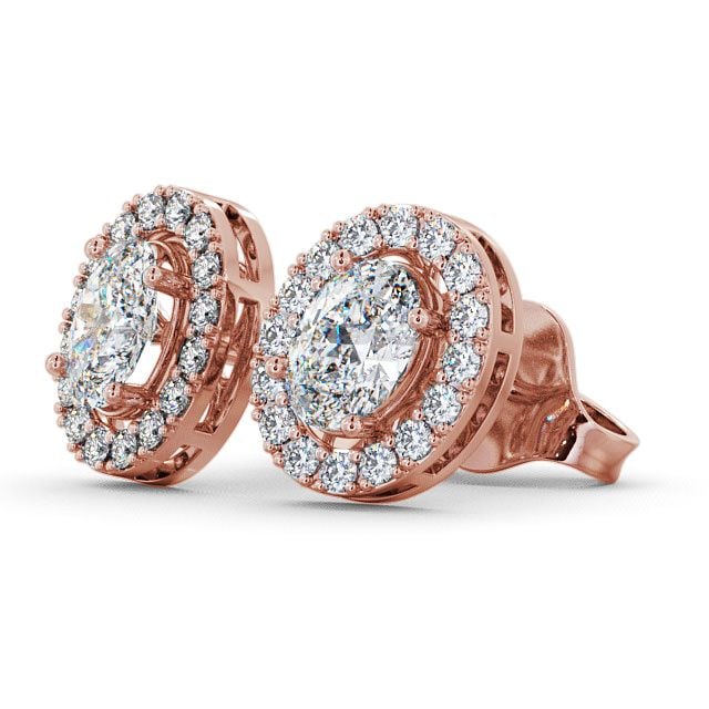 Halo Oval Diamond Earrings 18K Rose Gold - Eyam ERG17_RG_SIDE
