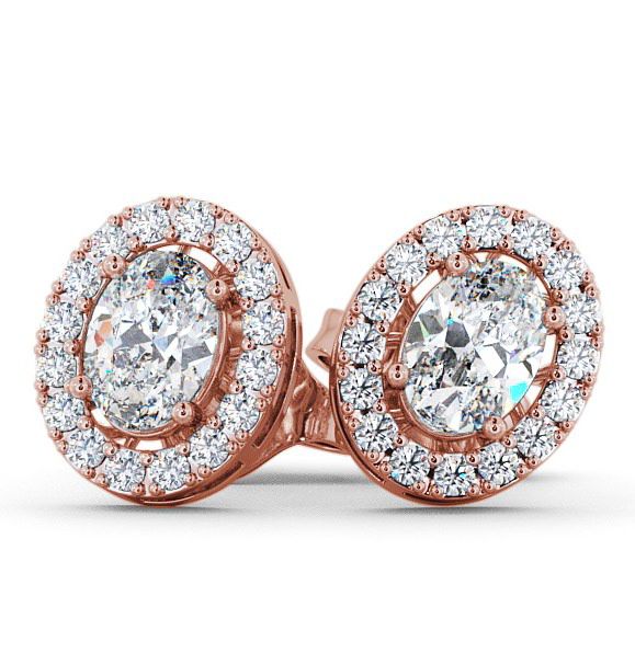  Halo Oval Diamond Earrings 18K Rose Gold - Eyam ERG17_RG_THUMB2 