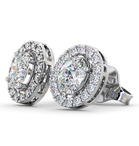 Halo Oval Diamond Earrings 18K White Gold ERG17_WG_THUMB1 