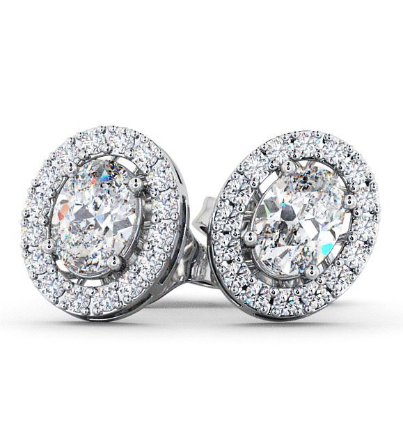  Halo Oval Diamond Earrings 18K White Gold - Eyam ERG17_WG_THUMB2 