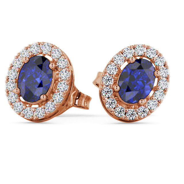  Halo Blue Sapphire and Diamond 1.62ct Earrings 9K Rose Gold - Eyam ERG17GEM_RG_BS_THUMB2 