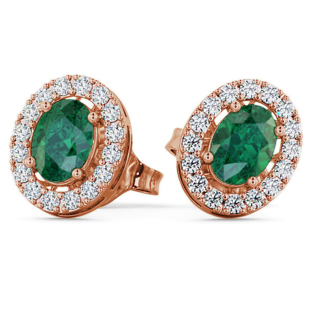  Halo Emerald and Diamond 1.46ct Earrings 18K Rose Gold - Eyam ERG17GEM_RG_EM_THUMB2 