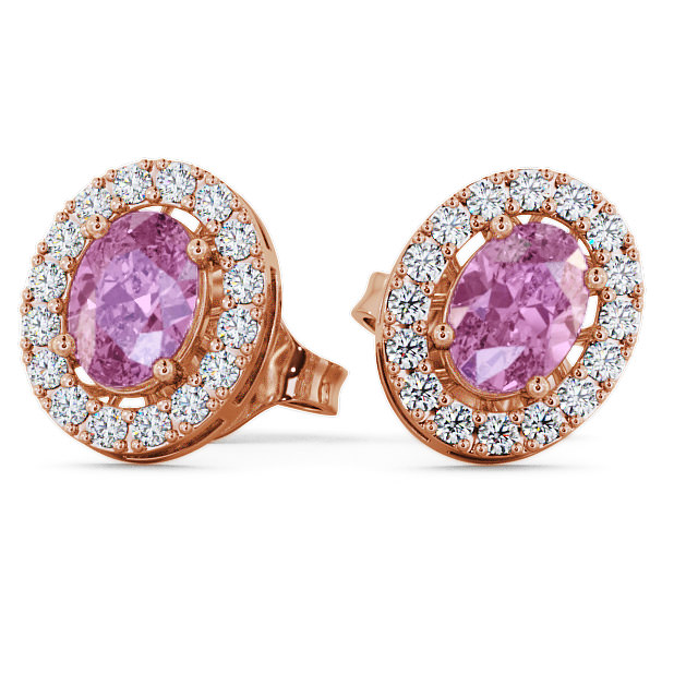  Halo Pink Sapphire and Diamond 1.62ct Earrings 9K Rose Gold - Eyam ERG17GEM_RG_PS_THUMB2 