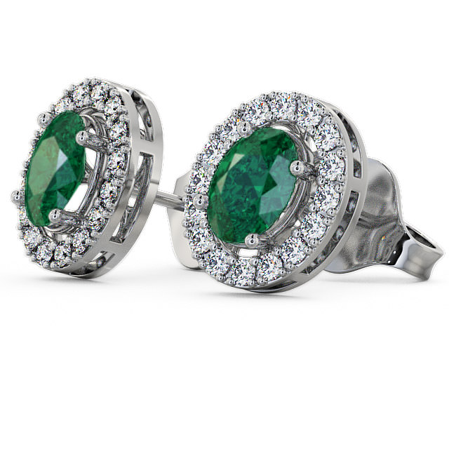 Halo Emerald and Diamond 1.46ct Earrings 18K White Gold ERG17GEM_WG_EM_THUMB1