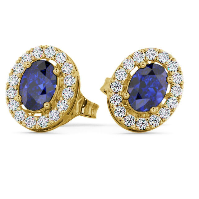  Halo Blue Sapphire and Diamond 1.62ct Earrings 9K Yellow Gold - Eyam ERG17GEM_YG_BS_THUMB2 
