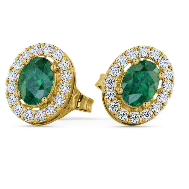  Halo Emerald and Diamond 1.46ct Earrings 18K Yellow Gold - Eyam ERG17GEM_YG_EM_THUMB2 