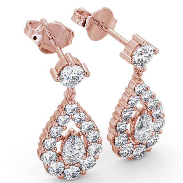 Drop Pear Diamond Earrings 18K Rose Gold - Gulviel ERG18_RG_FLAT