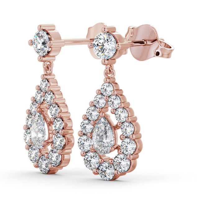 Drop Pear Diamond Earrings 18K Rose Gold - Gulviel ERG18_RG_SIDE