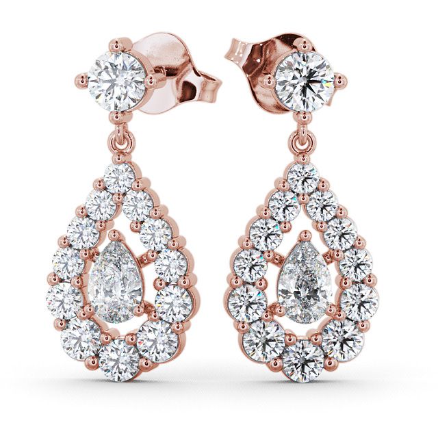 Drop Pear Diamond Earrings 9K Rose Gold - Gulviel ERG18_RG_UP