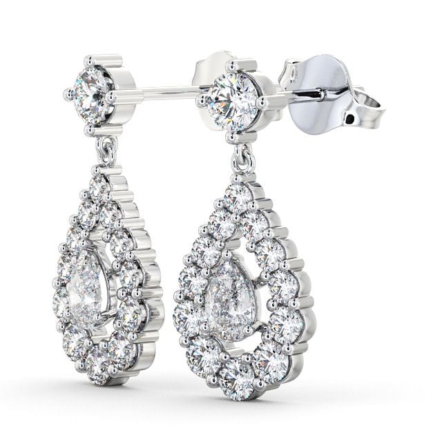 Drop Pear Diamond Earrings 9K White Gold - Gulviel