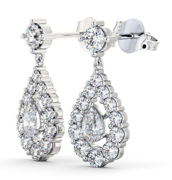  Drop Pear Diamond Earrings 18K White Gold - Gulviel ERG18_WG_THUMB1 