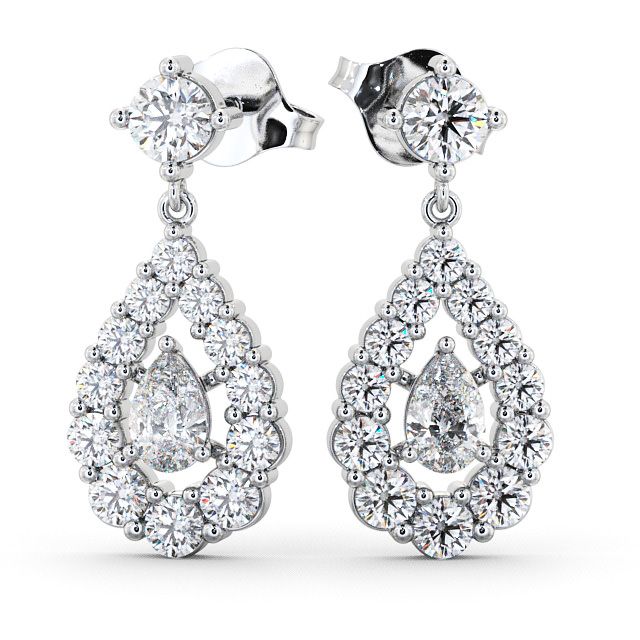 Drop Pear Diamond Earrings 9K White Gold - Gulviel ERG18_WG_UP