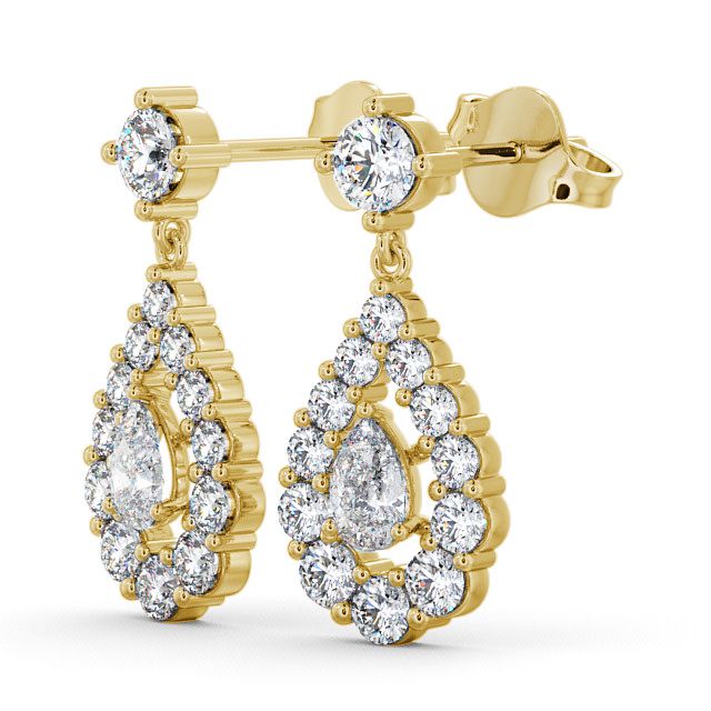Drop Pear Diamond Earrings 18K Yellow Gold - Gulviel ERG18_YG_SIDE