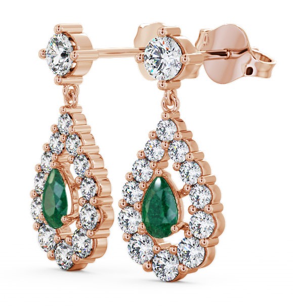 Drop Style Emerald and Diamond 1.78ct Earrings 18K Rose Gold ERG18GEM_RG_EM_THUMB1