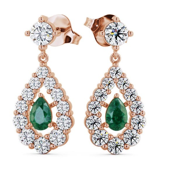  Drop Style Emerald and Diamond 1.78ct Earrings 18K Rose Gold - Gulviel ERG18GEM_RG_EM_THUMB2 