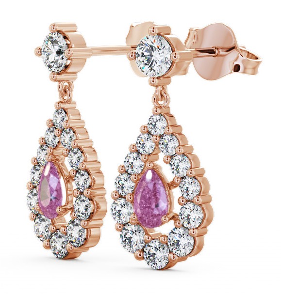 Drop Style Pink Sapphire and Diamond 1.88ct Earrings 9K Rose Gold ERG18GEM_RG_PS_THUMB1 