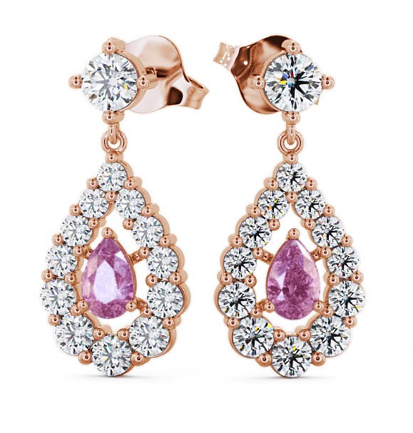 Drop Style Pink Sapphire and Diamond 1.88ct Earrings 9K Rose Gold ERG18GEM_RG_PS_THUMB2 