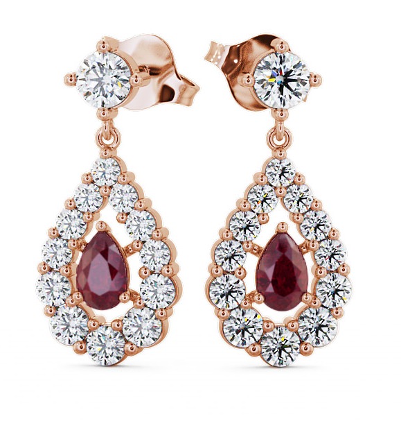  Drop Style Ruby and Diamond 1.88ct Earrings 9K Rose Gold - Gulviel ERG18GEM_RG_RU_THUMB2 