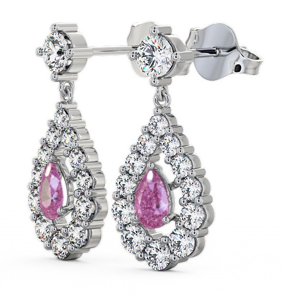  Drop Style Pink Sapphire and Diamond 1.88ct Earrings 18K White Gold - Gulviel ERG18GEM_WG_PS_THUMB1 