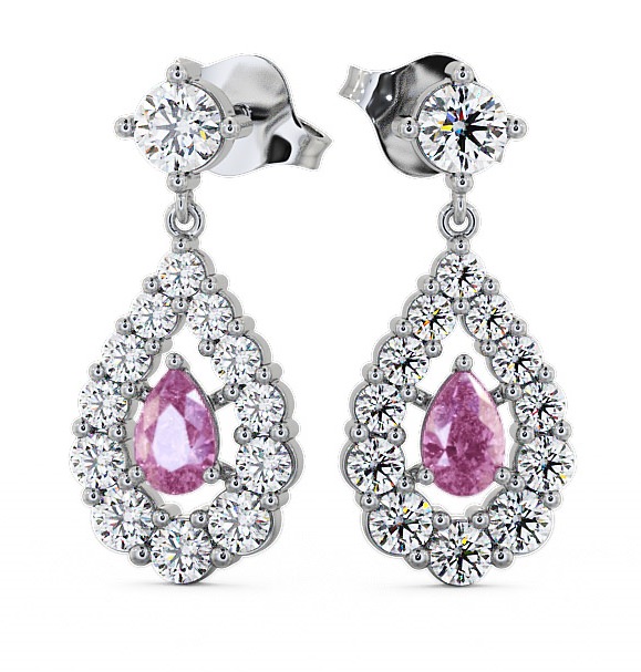  Drop Style Pink Sapphire and Diamond 1.88ct Earrings 18K White Gold - Gulviel ERG18GEM_WG_PS_THUMB2 