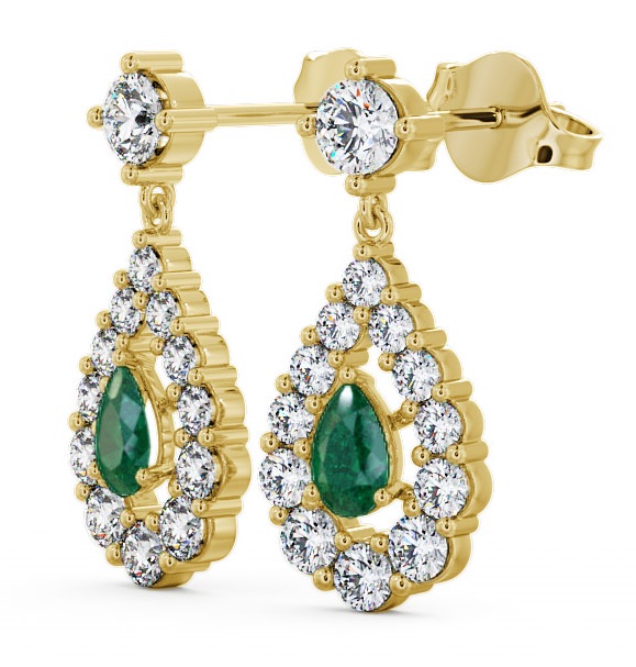 Drop Style Emerald and Diamond 1.78ct Earrings 9K Yellow Gold ERG18GEM_YG_EM_THUMB1