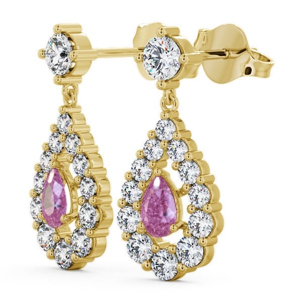  Drop Style Pink Sapphire and Diamond 1.88ct Earrings 18K Yellow Gold - Gulviel ERG18GEM_YG_PS_THUMB1 