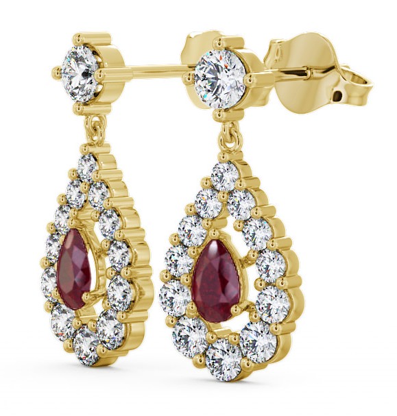 Drop Style Ruby and Diamond 1.88ct Earrings 9K Yellow Gold ERG18GEM_YG_RU_THUMB1 